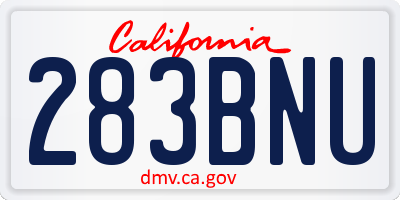 CA license plate 283BNU