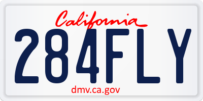 CA license plate 284FLY