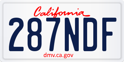 CA license plate 287NDF