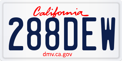 CA license plate 288DEW