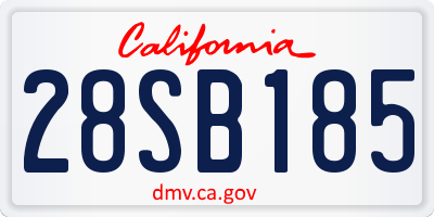 CA license plate 28SB185