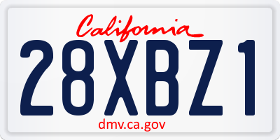 CA license plate 28XBZ1