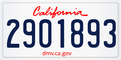 CA license plate 2901893