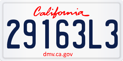 CA license plate 29163L3