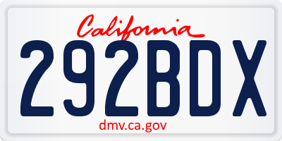 CA license plate 292BDX