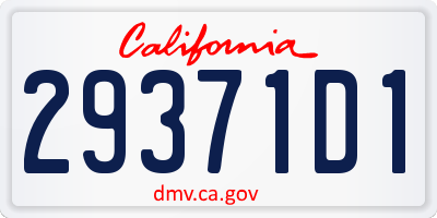 CA license plate 29371D1