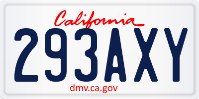 CA license plate 293AXY