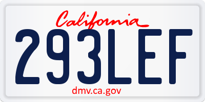 CA license plate 293LEF