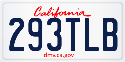 CA license plate 293TLB