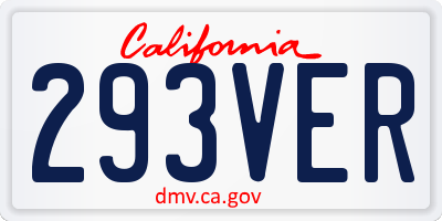 CA license plate 293VER