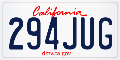 CA license plate 294JUG