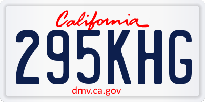 CA license plate 295KHG