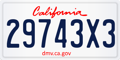 CA license plate 29743X3