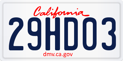 CA license plate 29HD03