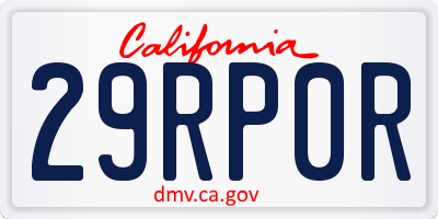 CA license plate 29RP0R