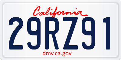 CA license plate 29RZ91