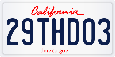 CA license plate 29THD03