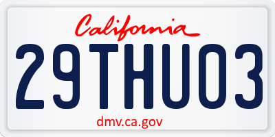 CA license plate 29THU03