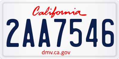 CA license plate 2AA7546