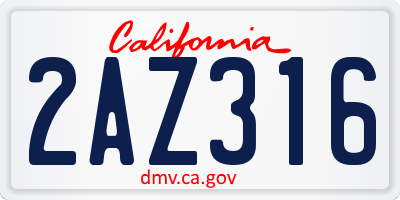 CA license plate 2AZ316