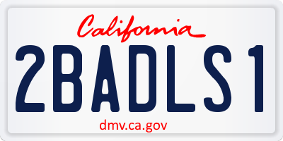 CA license plate 2BADLS1