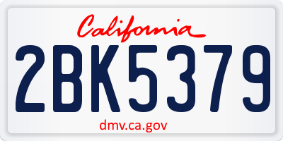 CA license plate 2BK5379