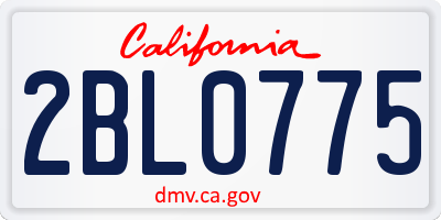 CA license plate 2BL0775