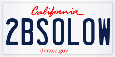 CA license plate 2BSOLOW