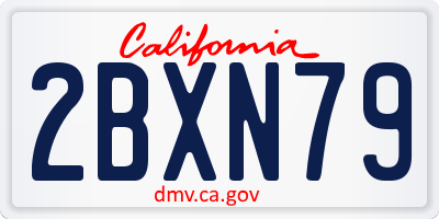 CA license plate 2BXN79