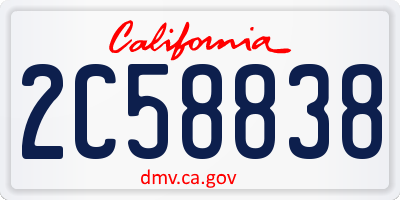 CA license plate 2C58838