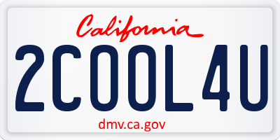 CA license plate 2COOL4U