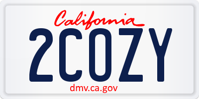 CA license plate 2COZY