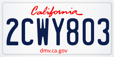 CA license plate 2CWY803