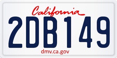 CA license plate 2DB149