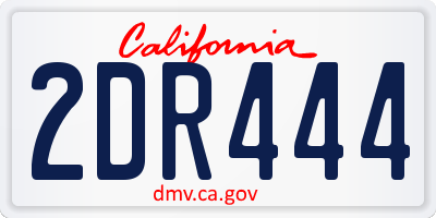 CA license plate 2DR444