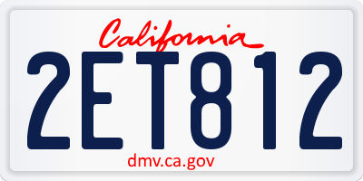 CA license plate 2ET812