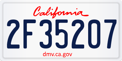 CA license plate 2F35207