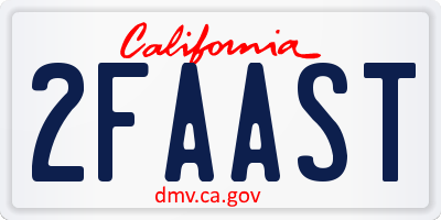 CA license plate 2FAAST