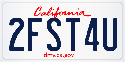 CA license plate 2FST4U