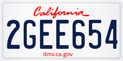 CA license plate 2GEE654