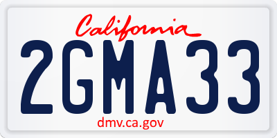 CA license plate 2GMA33