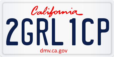 CA license plate 2GRL1CP