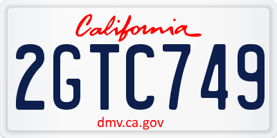 CA license plate 2GTC749