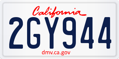 CA license plate 2GY944