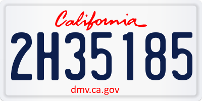 CA license plate 2H35185