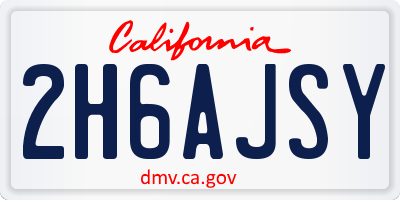 CA license plate 2H6AJSY