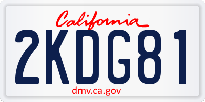 CA license plate 2KDG81