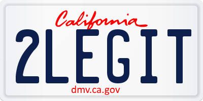 CA license plate 2LEGIT