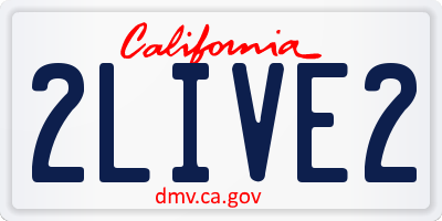 CA license plate 2LIVE2