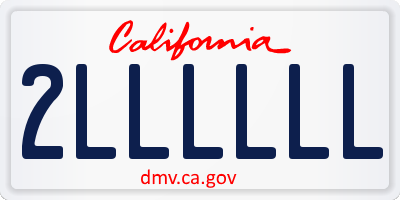 CA license plate 2LLLLLL